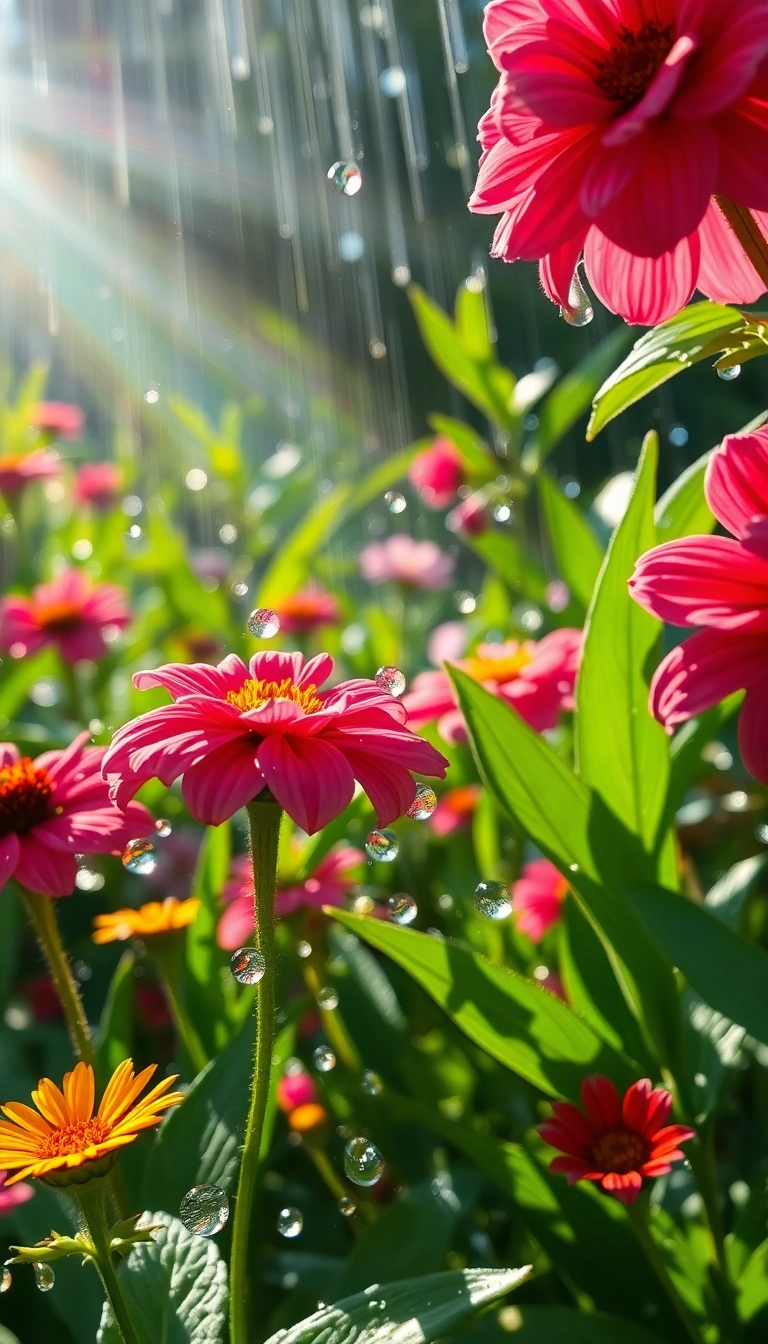 HD iPhone AI Spring Rain Garden Dynamic Wallpaper